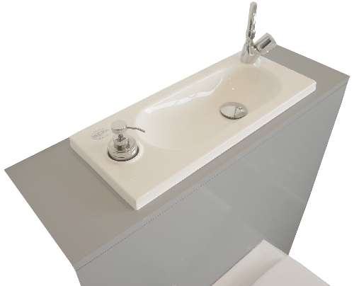 Geberit wall-hung toilet with WiCi Boxi integrated washbasin - Mineral